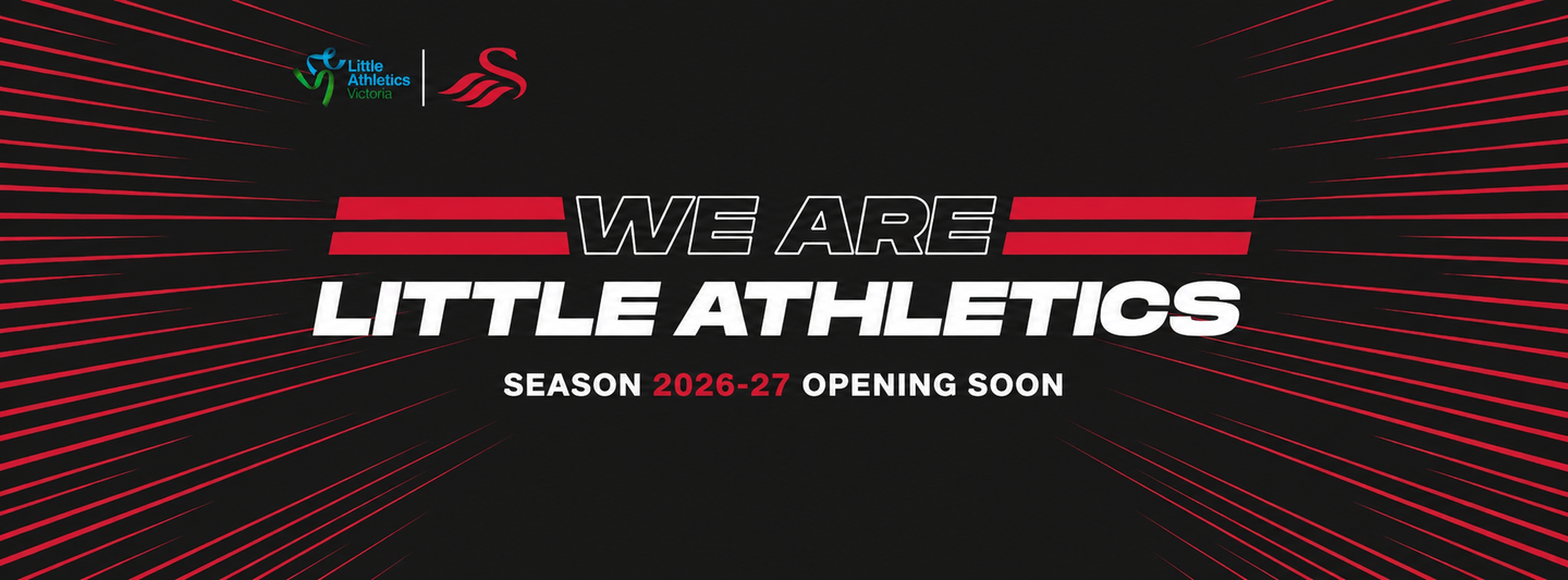 Banner for Little Athletics. We Are Little Athletics with red accents and a 