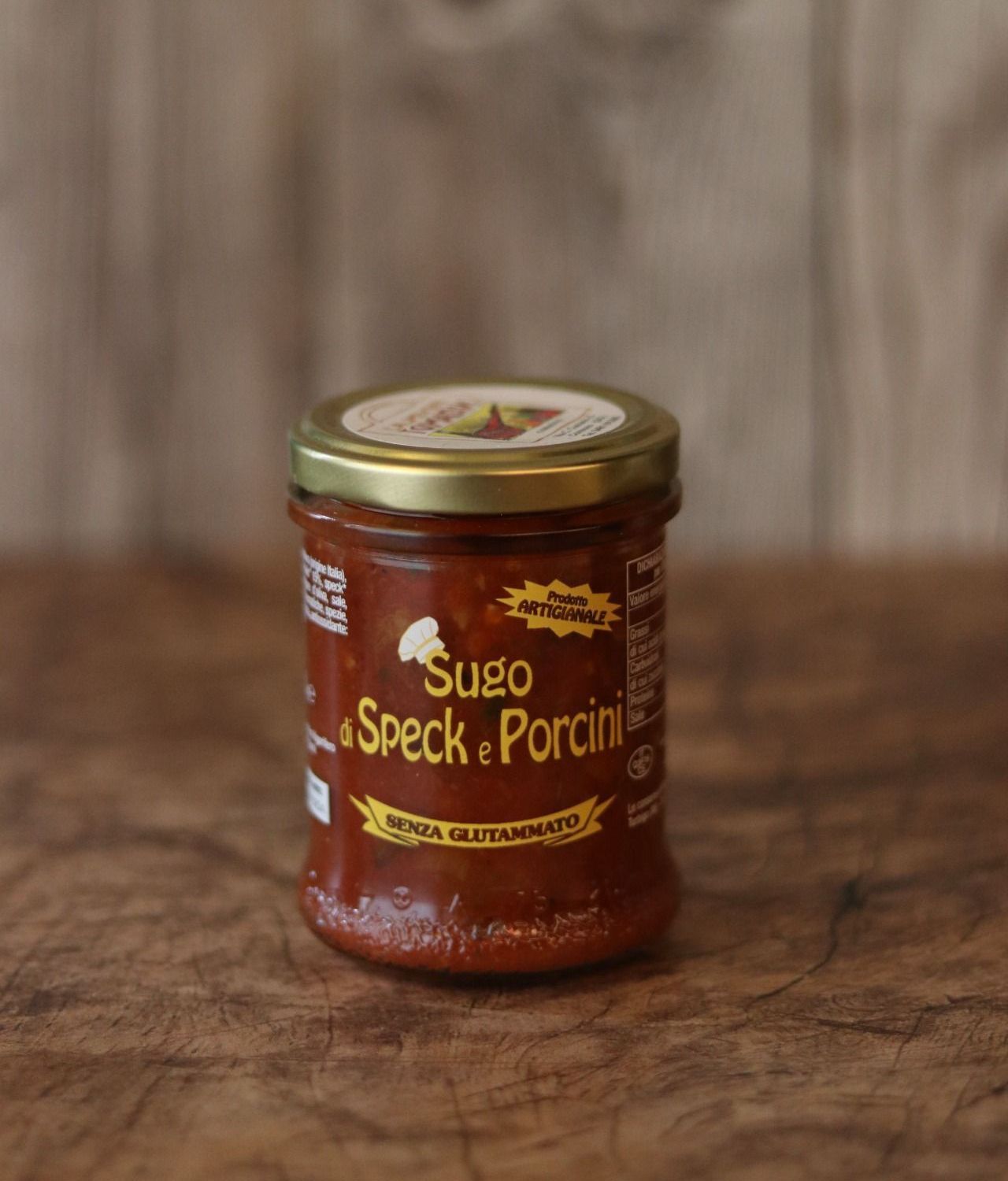 Vasetto di sugo di speck e porcini