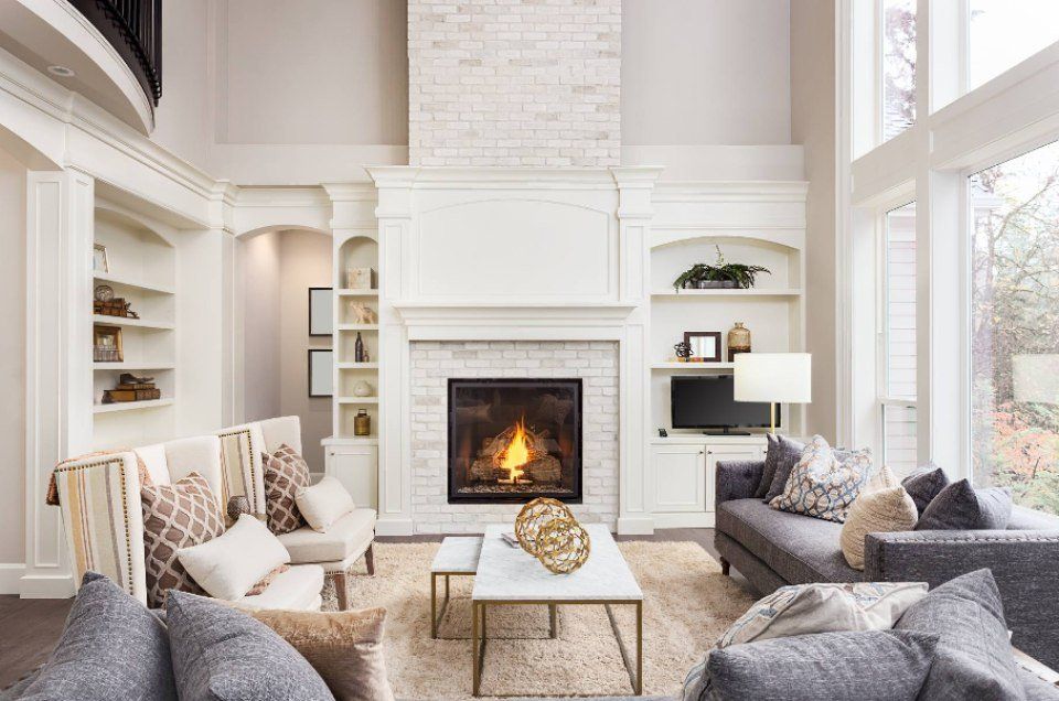 zona giorno con camino