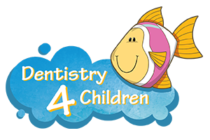 a logo for dentistry 4 children with a smiling fish