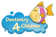 A logo for dentistry 4 children with a smiling fish