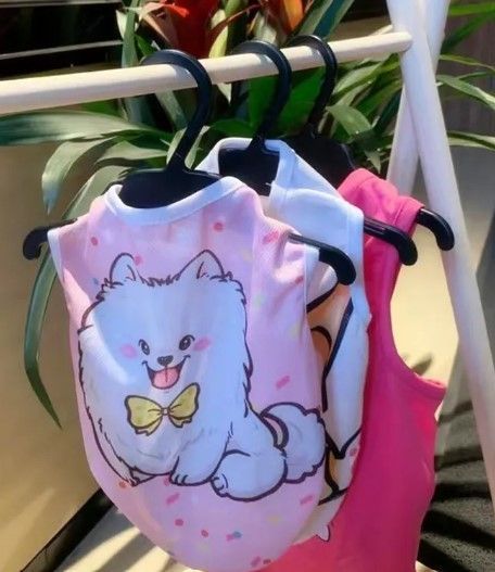 Camisetas de perro en perchas