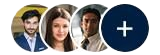 Circular profile pictures of three people and a plus sign icon.