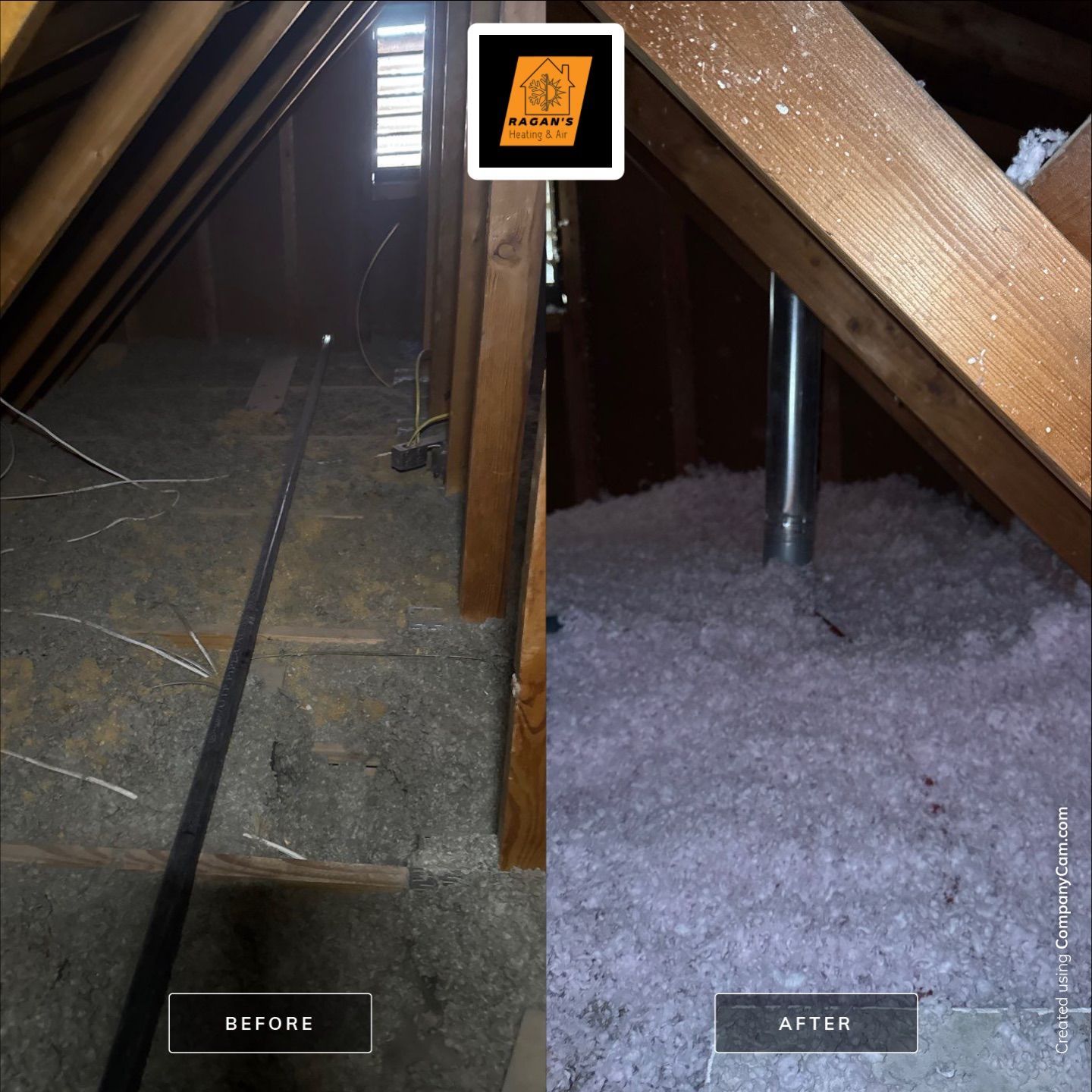 Before and after attic insulation. The 