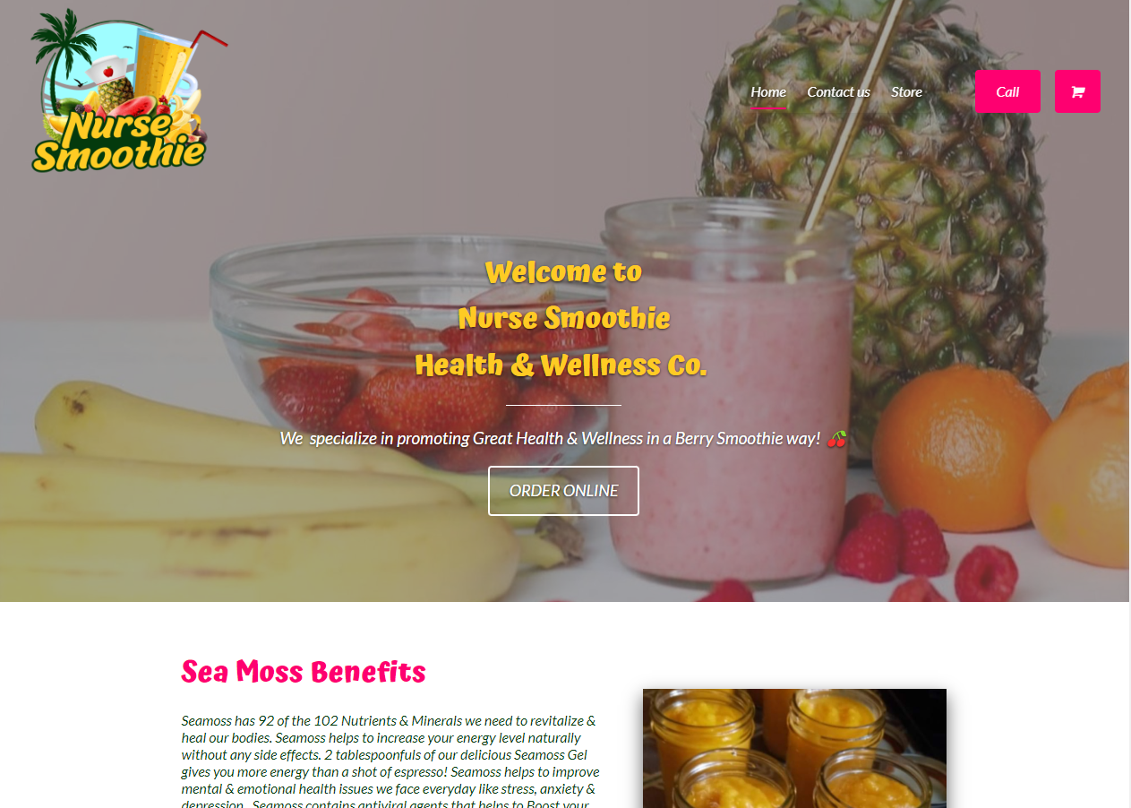 A screenshot of the nurse smoothie website.