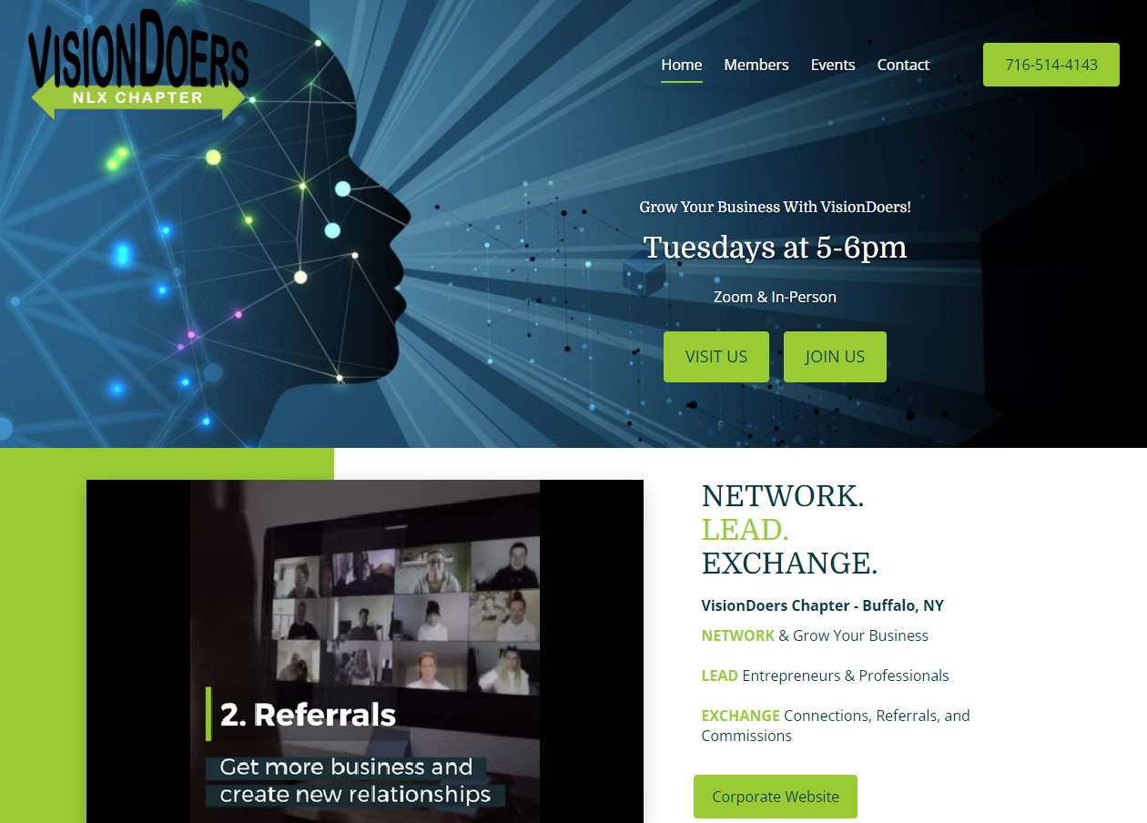 A screenshot of the vision doers website