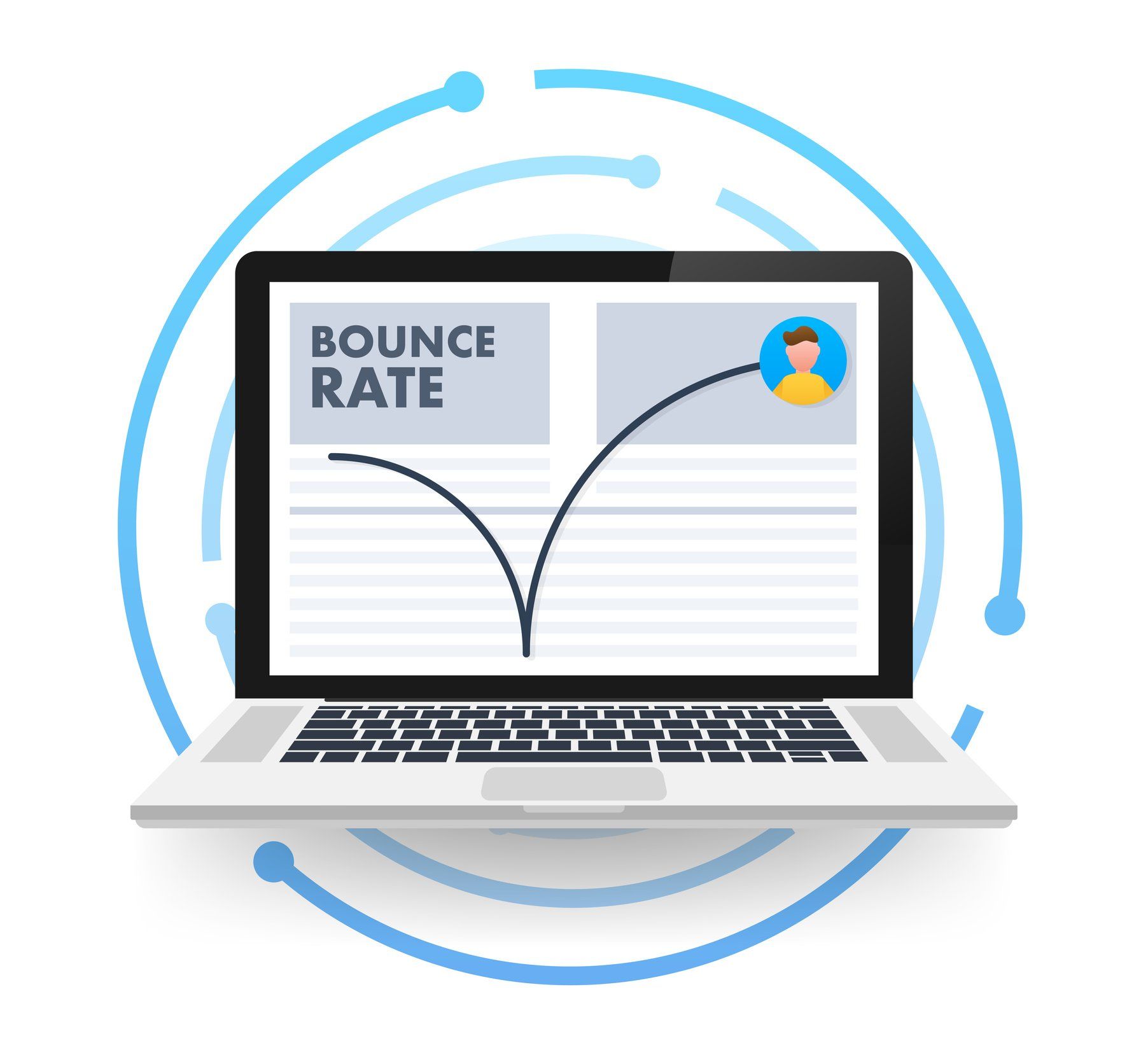 A laptop computer with a graph on the screen that says `` bounce rate ''.