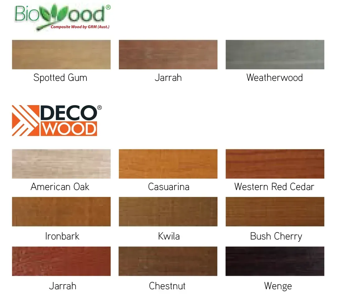 Biowood and Deco Wood Color Options — Hastings Garage Door Services in Port Macquarie