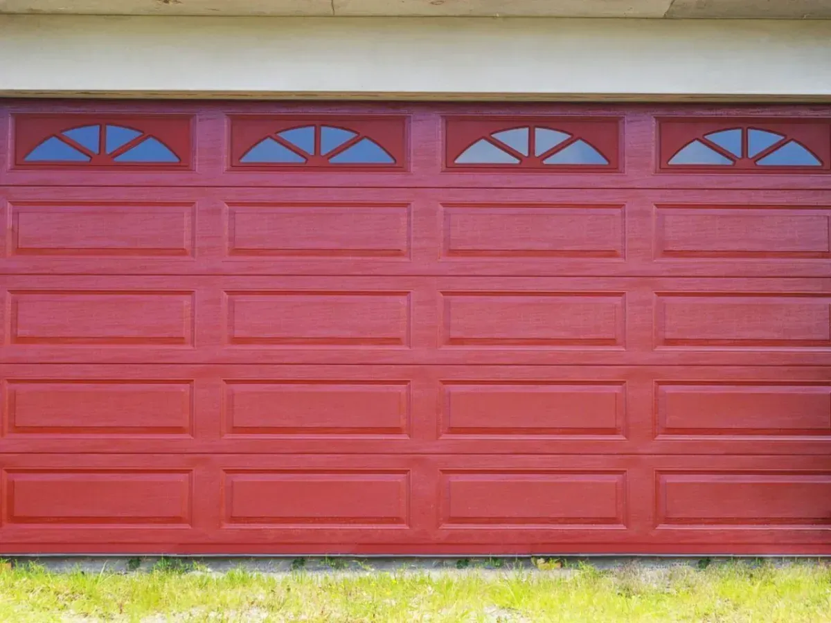 A Closeup of Red Garage Door — Hastings Garage Door Services in Port Macquarie