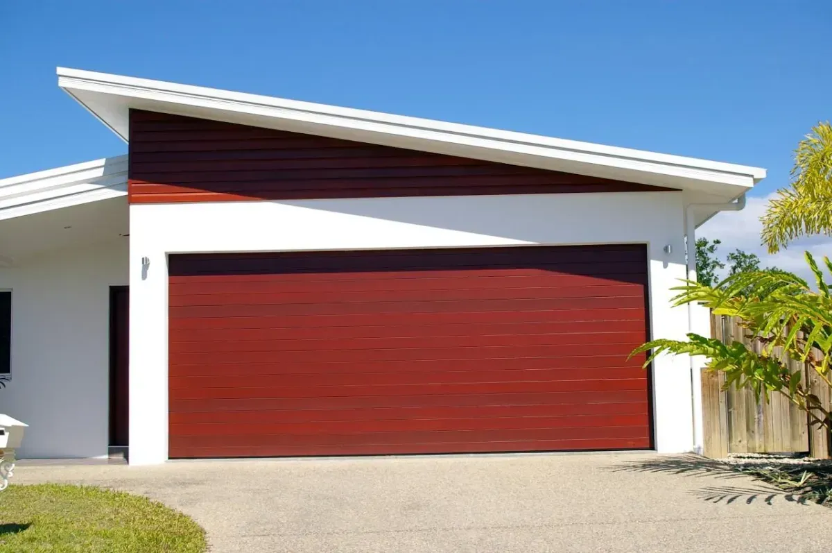 Garage with Red Garage Door — Hastings Garage Door Services in Port Macquarie