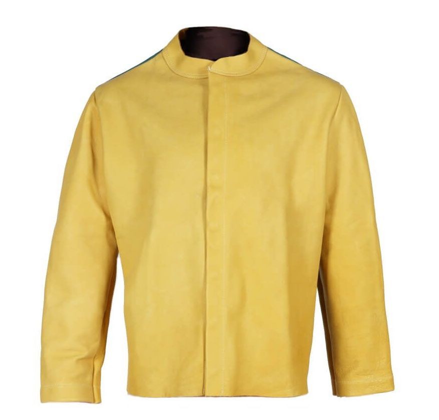 Blouson de soudeur en cuir fleur bovin et toile ignifugée