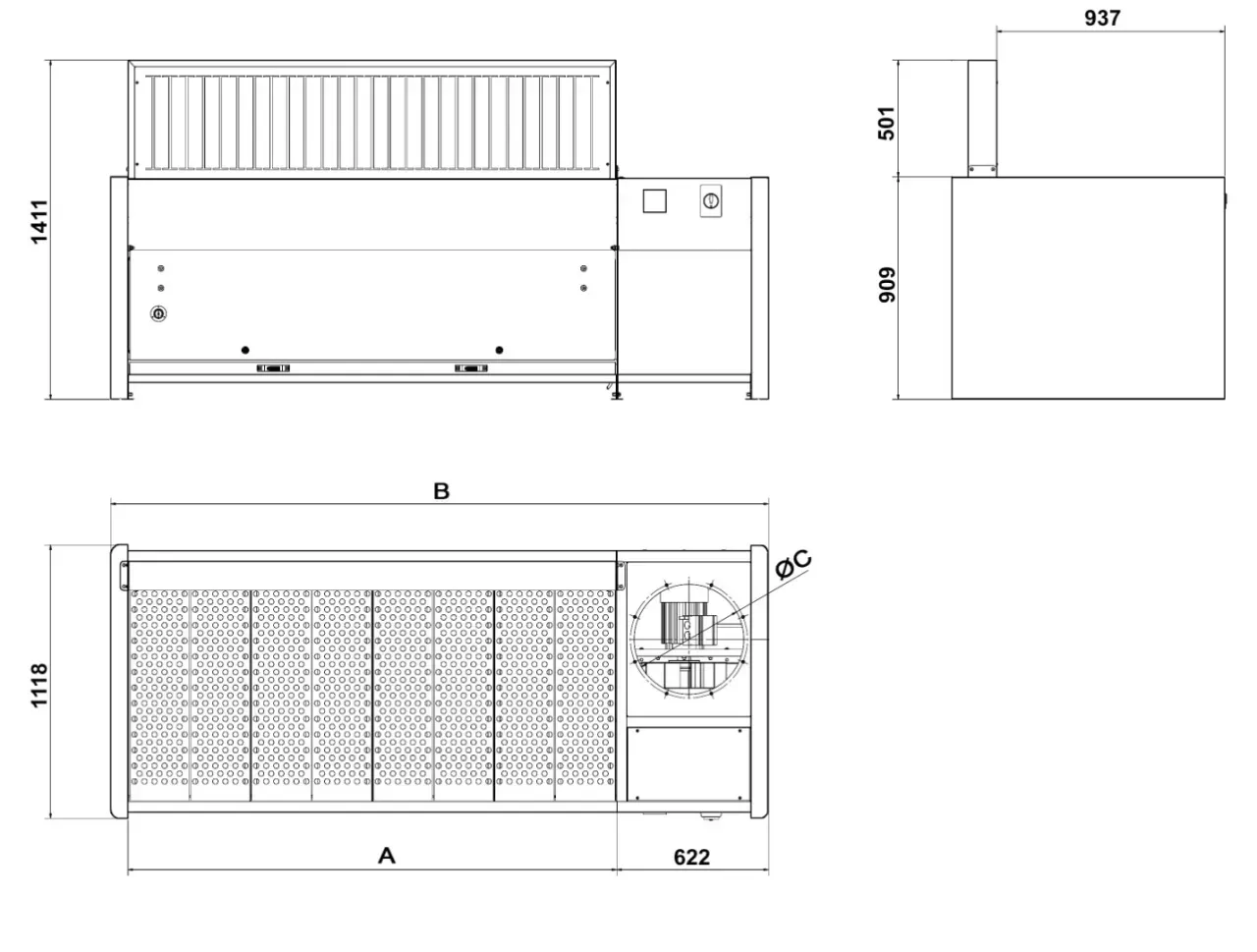 Table aspiration à cartouche horizontal schéma