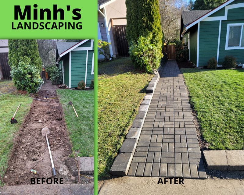 Before And After Creating Walkway — Puyallup, WA — Minh's Landscaping and Gardening Service