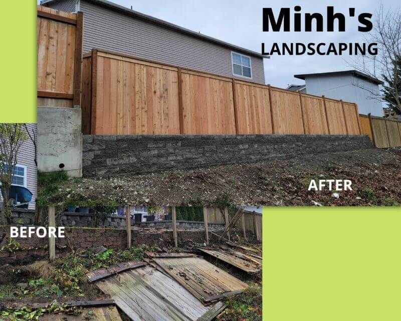 Before And After Fixing Fence — Puyallup, WA — Minh's Landscaping and Gardening Service