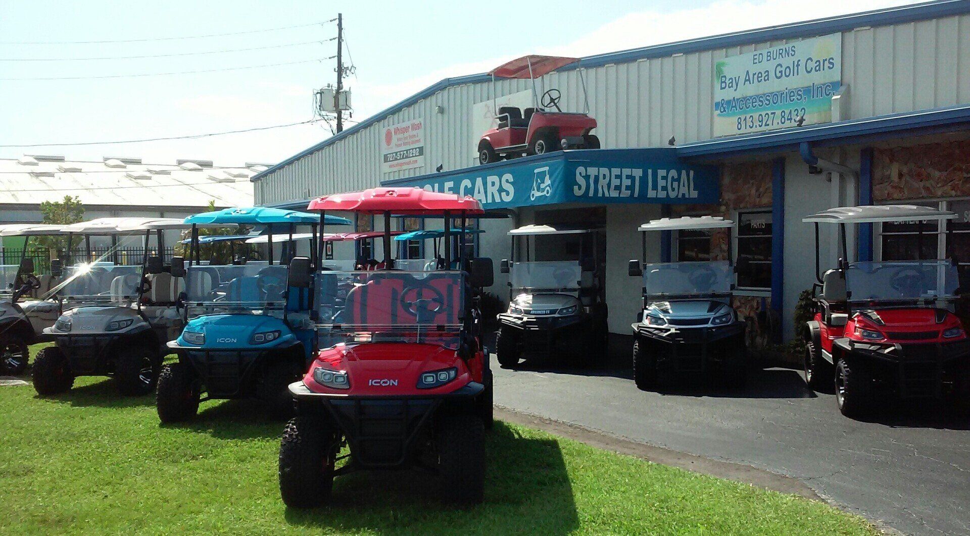 Golf Carts On Display — St. Petersburg, FL — Ed Burns Bay Area Golf Cars