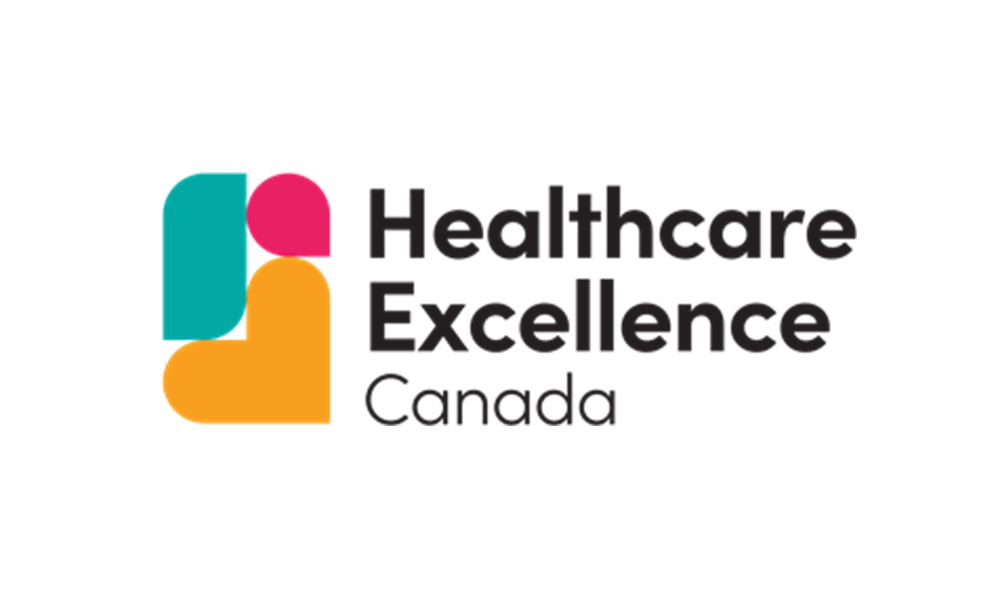 Healthcare Excellence Canada logo: abstract shapes in teal, pink, and orange beside black text.