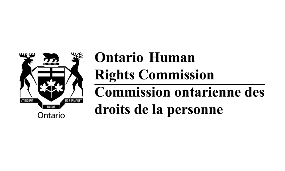 Ontario Human Rights Commission logo with coat of arms and text in English and French.
