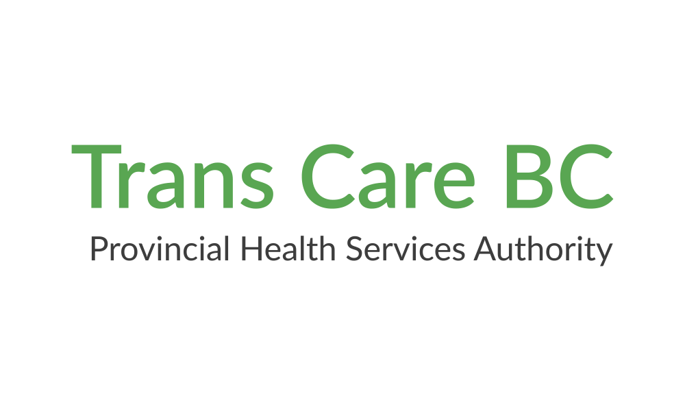 Logo for Trans Care BC, Provincial Health Services Authority. Green text on white background.