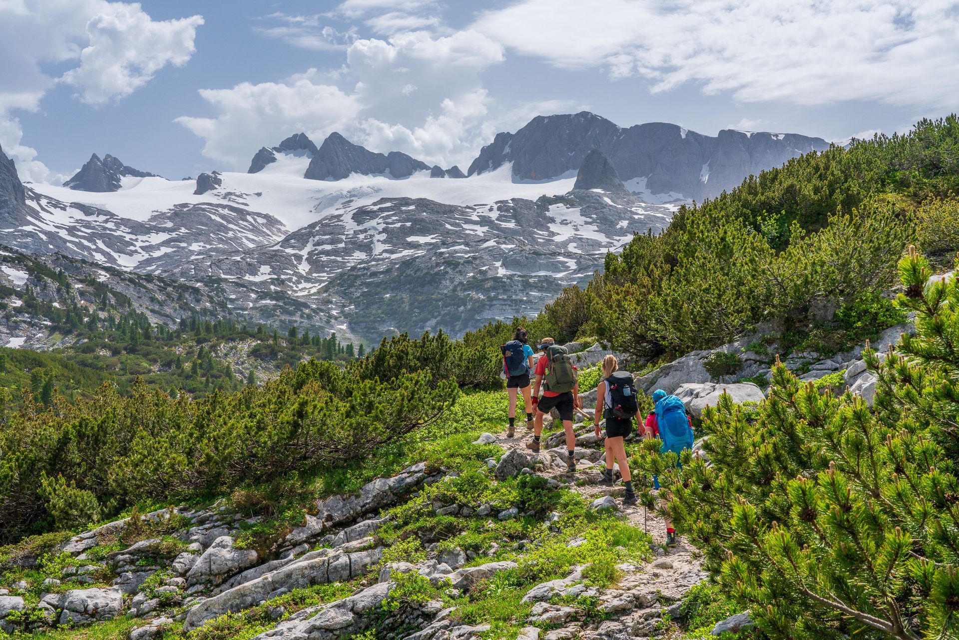 Mehrtägige Hüttentouren führen uns durch einige der schönsten Gebirgslandschaften der Alpen.
In kleinen Gruppen erleben wir die Berge intensiv – Schritt für Schritt, von Hütte zu Hütte.