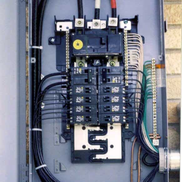 A close up of an electrical panel with the letter s on it