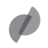A simple abstract logo featuring two overlapping, translucent gray semicircles arranged diagonally.