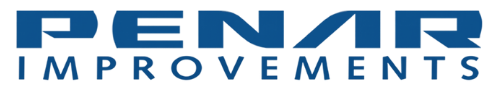 Blue &ldquo;PENAR IMPROVEMENTS&rdquo; logo on a white background