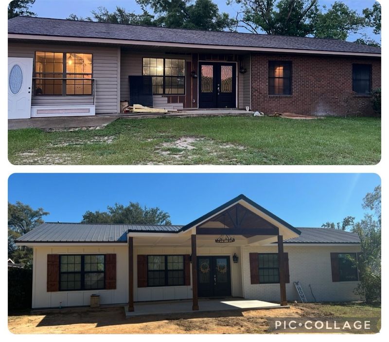 A picture of a house before and after being remodeled