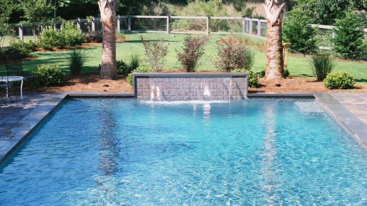 Clean Pool with Waterfall at the Side — Summerville, SC — Clearblue Pools