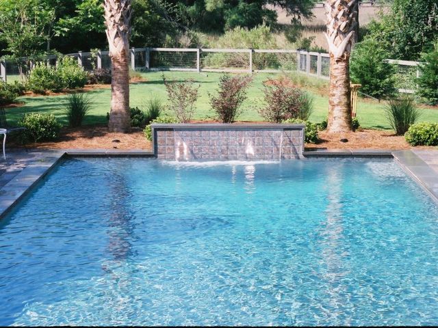 Rectangular Pool Beside Two Huge Trees and Garden — Summerville, SC — Clearblue Pools