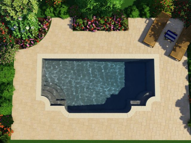 Top View 3D Design of Pool with Plants at the Side — Summerville, SC — Clearblue Pools