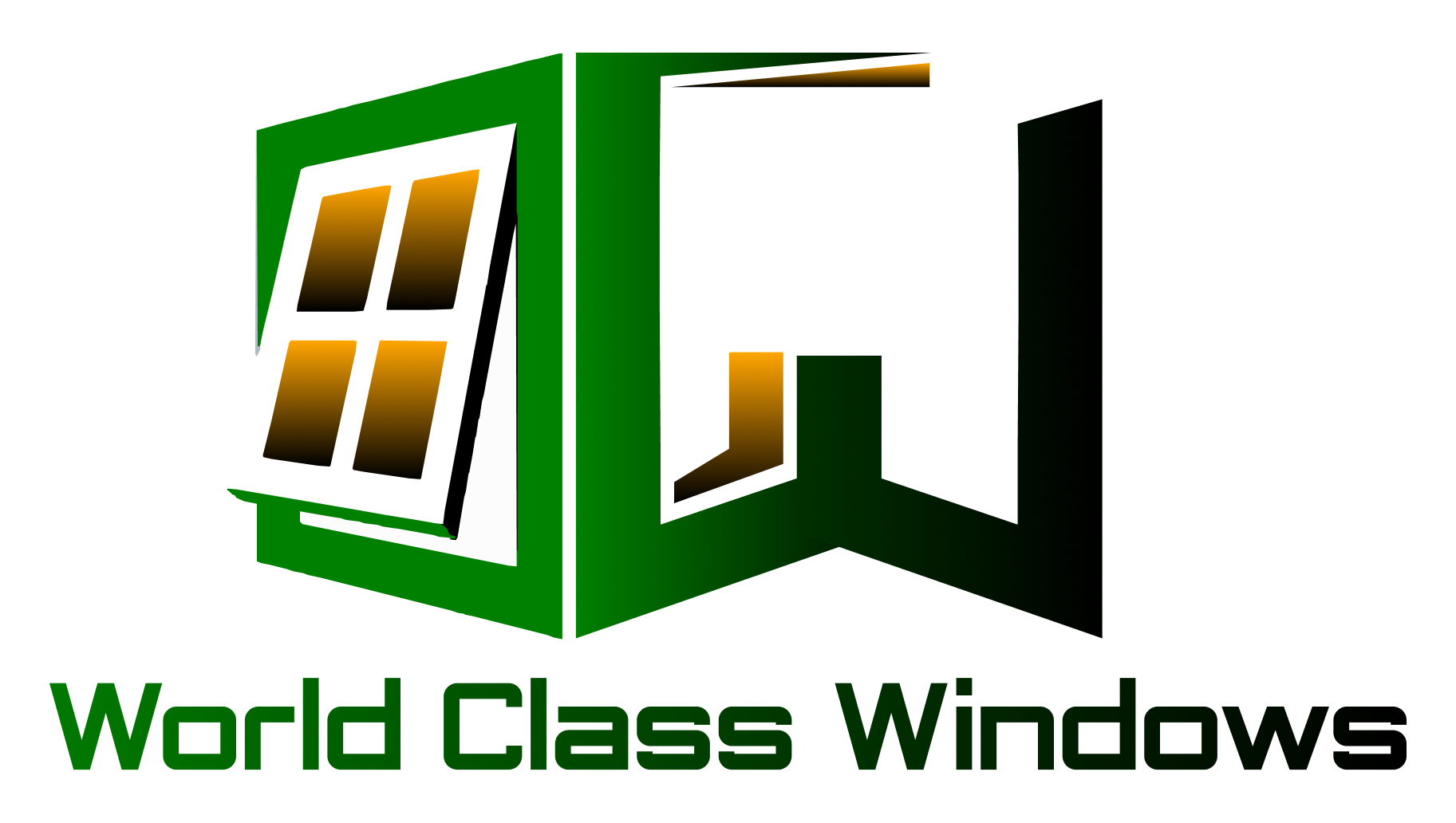 Green and white logo with a window design and text