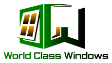 Green and white logo with a window design and text