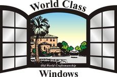Green and white logo with a window design and text