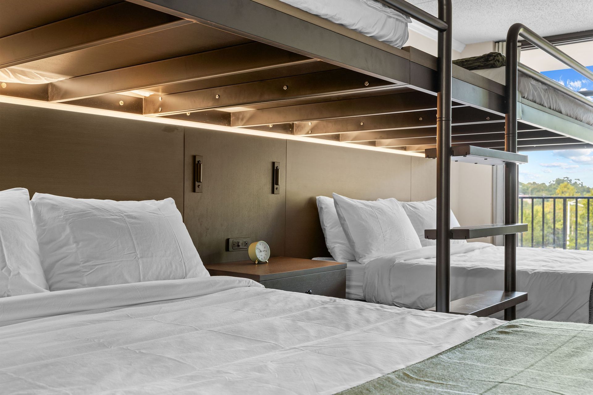 Queen beds with bunk