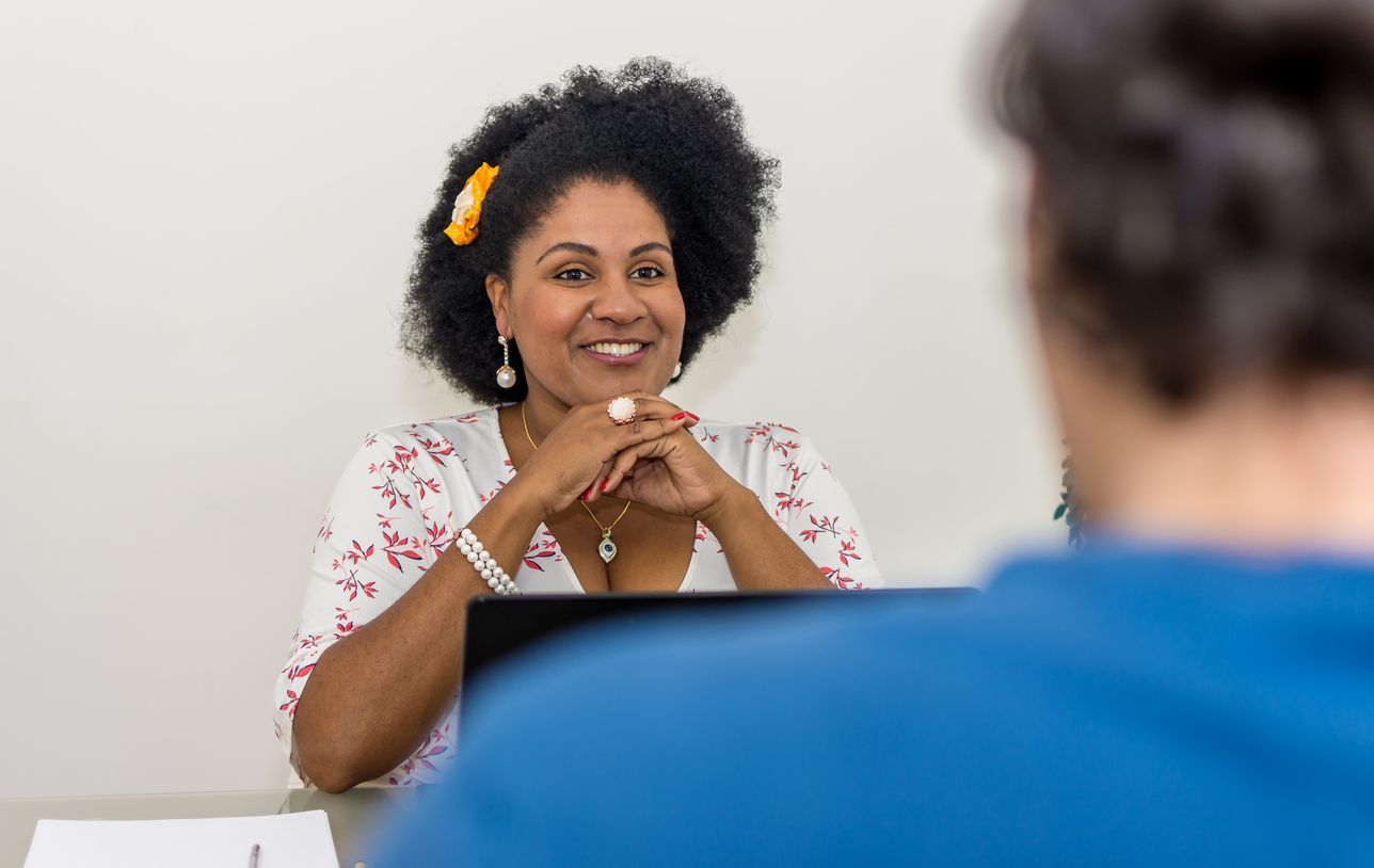 Counselor meeting with a student