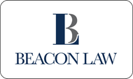 Beacon Law logo with navy-blue “B” and text on a white background
