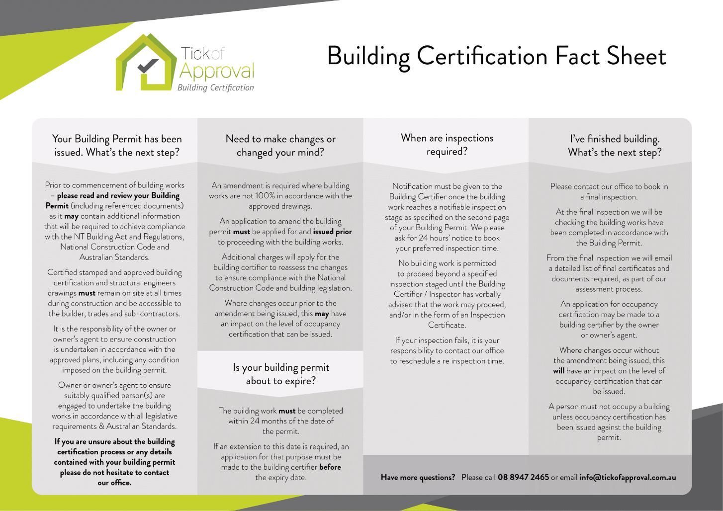 Building Certification Fact Sheet — Building Assessments in Berrimah, NT