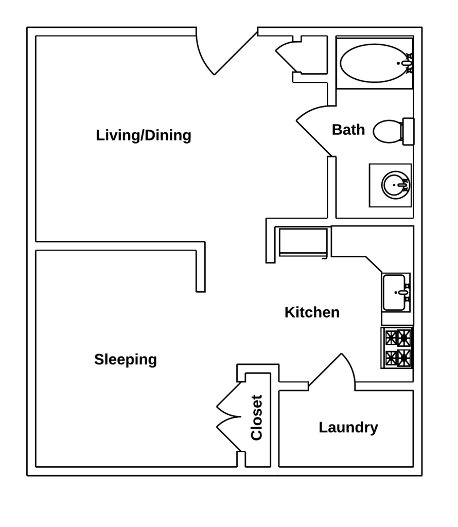 Floor Plan: Studio · 1 Bath · 676 SQ. FT.
