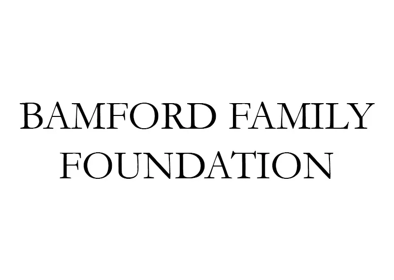 The logo for the bamford family foundation is black and white.