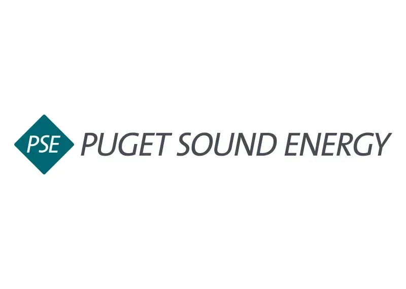 The logo for puget sound energy is on a white background.