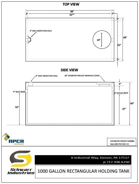 1250 Gallon Cistern