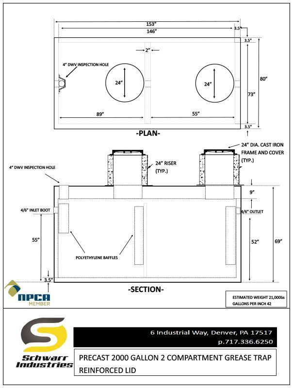 2000 Dual Compartment HD Grease Traps