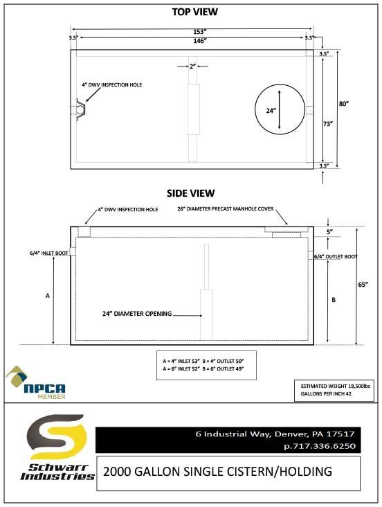 2000 Gallon Cistern