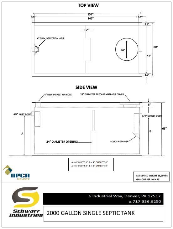 2000 Single Septic Tank