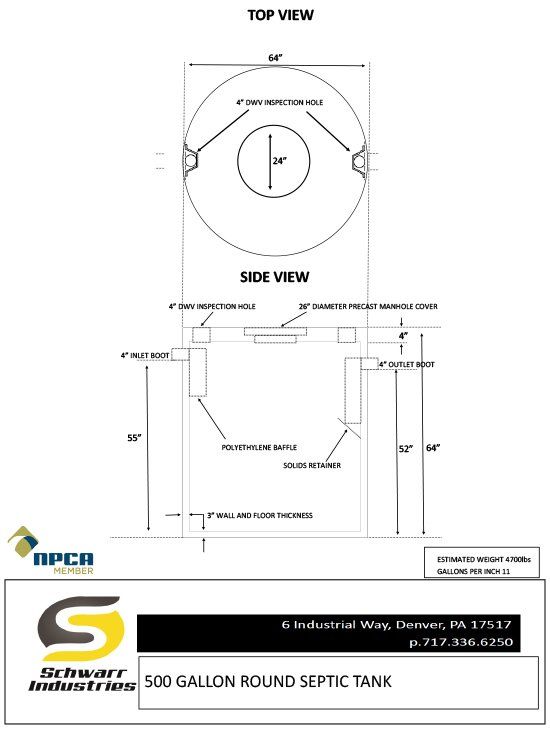 500 Single Septic Tank