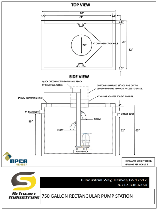 750 Gallon Pump Station