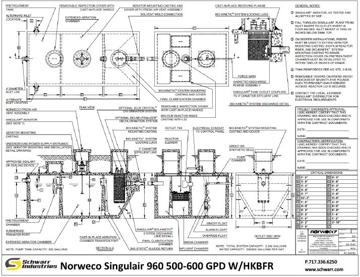 Norweco® Singulair 960 Combo 500-600 GPD with HKBFR/Pump Tank
