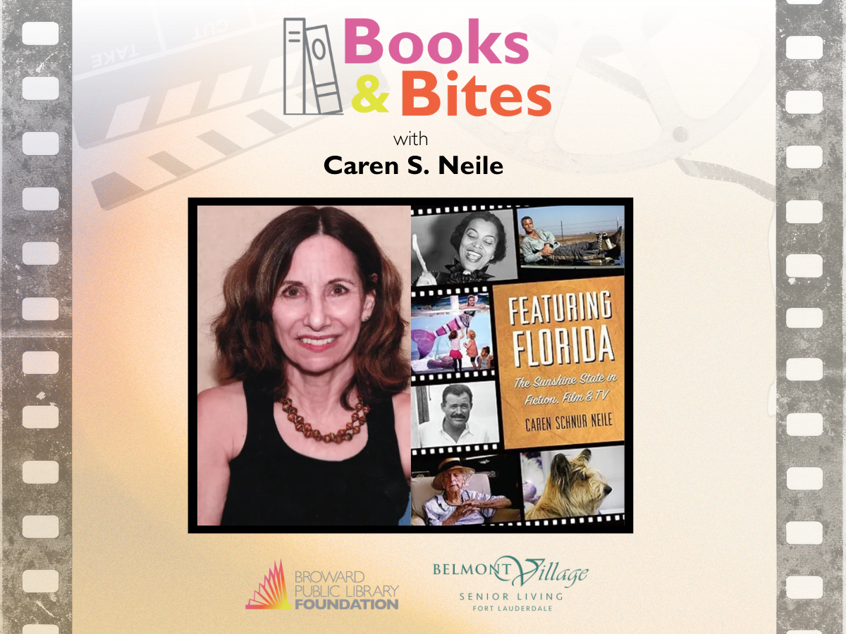 A flyer with a vintage film strip border advertises an event titled 