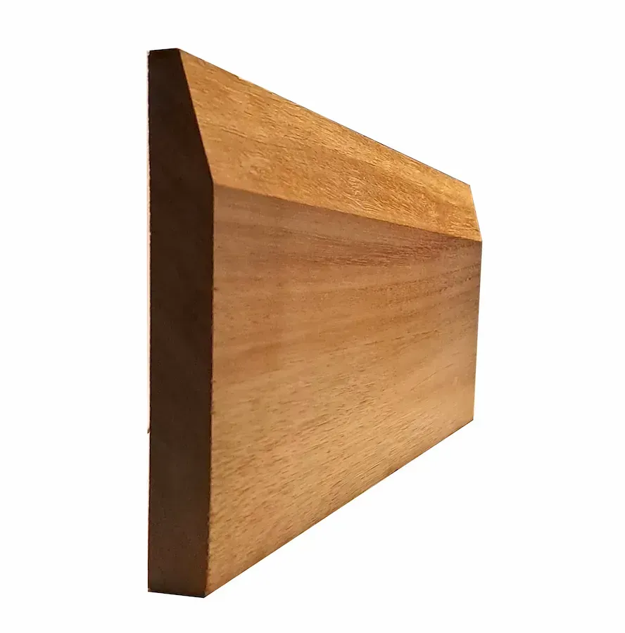 A piece of wood that looks like a triangle on a white background