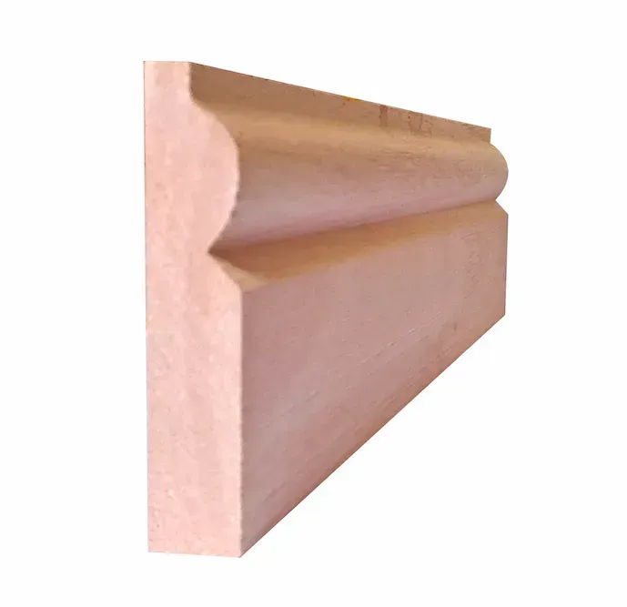 A close up of a wooden molding on a white background
